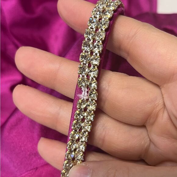 NWOT Xscape | Pink Satin Embellish Strap Long Formal Cocktail And Party Dress 4 - Picture 10 of 13